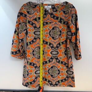 Jude Connally Orange and Black Paisley Top